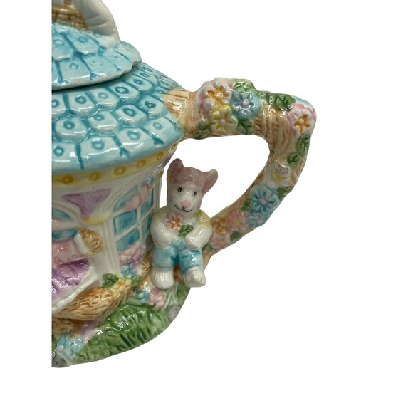 1994 Mercuries Ceramic Teapot Bunnies 8.2" x 4.2" x 6.3" - Picture 4 of 16